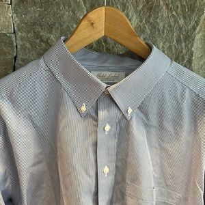 Roundtree & Yorke Gold Label 17.5 x 34 Fitted Striped Dress Shirt